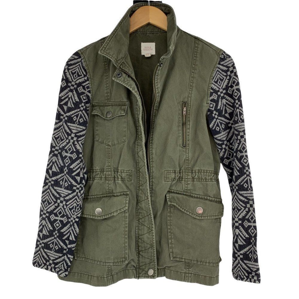 Womens Sun & Shadow Size Small Military tribal Jacket EUC Zipper 0723 - Picture 7 of 7